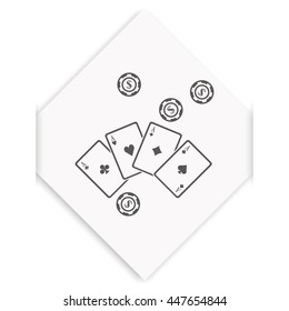 Ace playing cards with casino chips icon.