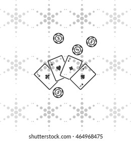 Ace playing cards with casino chips icon.