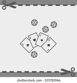 Ace playing cards with casino chips icon.