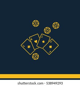 Ace playing cards with casino chips icon.