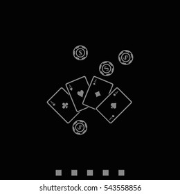 Ace playing cards with casino chips icon.