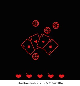 Ace playing cards with casino chips icon.