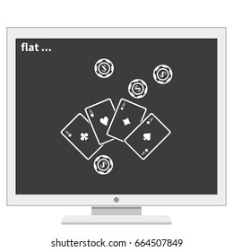 Ace playing cards with casino chips icon.