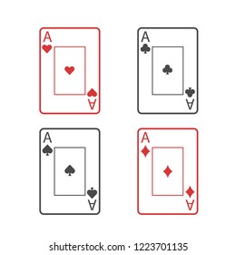 Ace playing cards icon heart club spade diamond