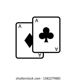 Ace playing cards icons vector. Collection of two vintage aces playing card suits Flat cartoon style illustration.