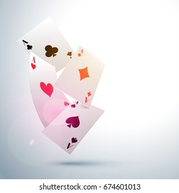 Ace Playing Cards on shiny background for Casino concept.