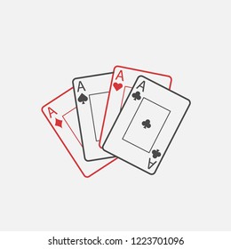 Ace playing cards vector icon heart club spade diamond