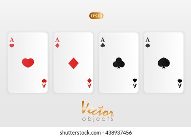 Ace playing cards. Vector set.