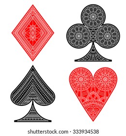 ace poker cards set in ethnic style