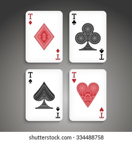 ace poker cards set in ethnic style