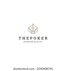 Ace of poker line logo icon design template flat vector