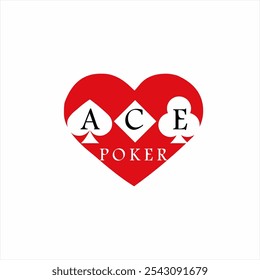 Ace poker text logo design with heart concept.