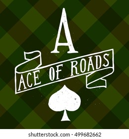 ace of roads biker print. Scottish biker handwriting.