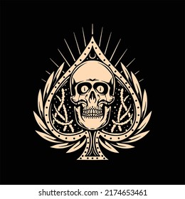 Ace Skull Tattoo Vector Design Stock Vector (Royalty Free) 2174653461 ...