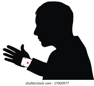 ace in a sleeve silhouette - vector