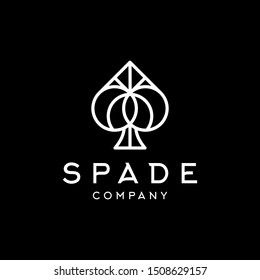 Ace Of Spade Abstract Luxury Design Logo. Decorative Spade Poker Logo Icon Illustration In Line Outline Style