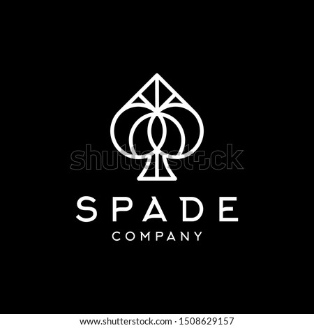 Ace of spade abstract luxury design logo. decorative Spade Poker logo icon illustration in line outline style