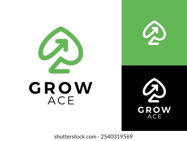 ace spade com combinação de logotipo de seta. casino, poker, finanças, design de vetor de símbolo de consultoria