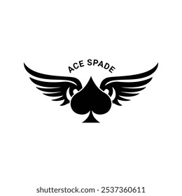 ace spade casino poker wing logo design concept idea