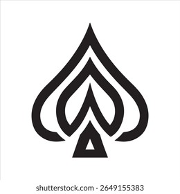 Vetor de ícone de símbolo de naipe de cartas de jogo de espadas de ás