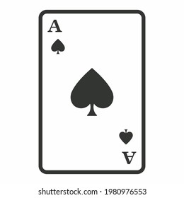 ace spade poker card for your icon or project. flat vector