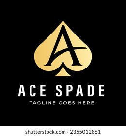 Ace Spade Scoop Monogram Logo Design with letter A