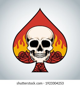 Ace of spade skull vector illustration