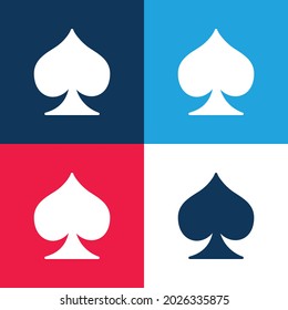 Ace Of Spades blue and red four color minimal icon set