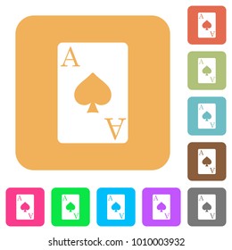 Ace of spades card flat icons on rounded square vivid color backgrounds.