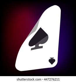 Ace of spades card icon in cartoon style for any design
