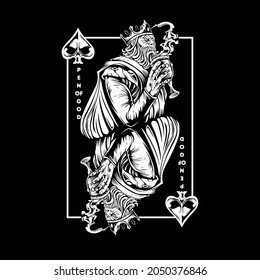 ace of spades card with king symbol holding glass