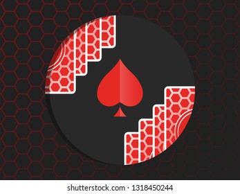 Ace of Spades Cards Games Carbon Background Illustration Icon Vector