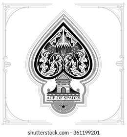 Ace of spades castle and thistle pattern inside. Black on white