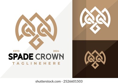 Ás de Espadas Crown Logo Icon Vetor Design. Ilustração de designs de logotipos simples e criativos