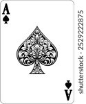 Ace of Spades design from a new original deck of playing cards. 