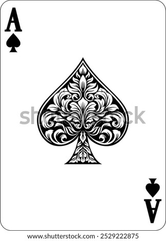 Ace of Spades design from a new original deck of playing cards. 