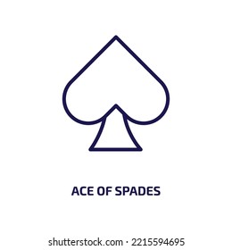 ace of spades icon from arcade collection. Thin linear ace of spades, ace, casino outline icon isolated on white background. Line vector ace of spades sign, symbol for web and mobile