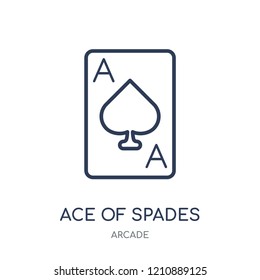 Ace of spades icon. Ace of spades linear symbol design from Arcade collection.