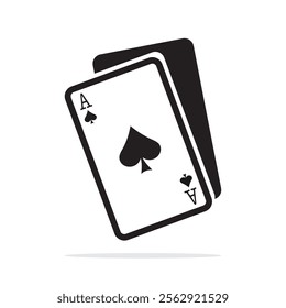 Ace of spades. Monochrome design, black icon isolated on white background. ace playing card, gambling. flat vector illustration