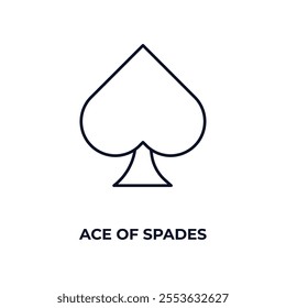 ace of spades outline icon. Linear vector from entertainment concept. Thin line ace of spades icon isolated on white background