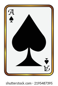 The ace of spades playing card isolated on a white background