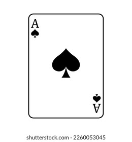 Ace of Spades playing card, vector illustration isolated on white background