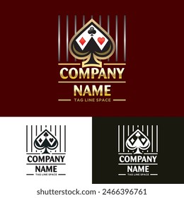 Ace of Spades Playing Cards Gambling Casino Vector Logo Art