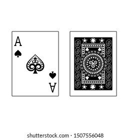 

Ace of Spades, playing cards. Set of playing card, casino symbol. Vector illustration. Poker cards.