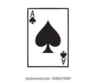 ace of spades poker card for poker game doodle hand drawn icon. Outline drawing ace of spades line clipart symbol. Vector illustration