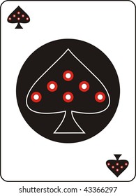 ace of spades with red dots on a black circle
