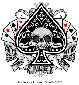 ace of spades with skull