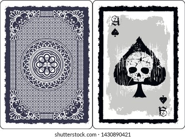ace of spades with skull, 