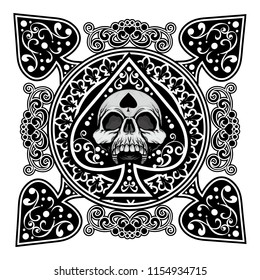 ace of spades with skull, grunge vintage design t shirts
