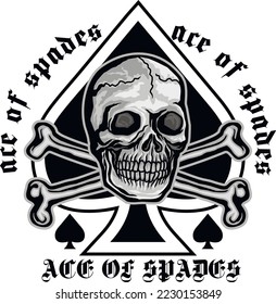 ace of spades with skull, grunge vintage design t shirts